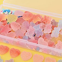 Edittime 100Pcs 3D Multisized Heart Star Bear Kawaii Nail Charms With 300Pcs Colorful Snowflake Heart Start Slice For Nail Art