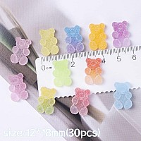 Edittime 120Pcs Kawaii Colorful Resin Acrylic 3D Candy Bear Nail Art Charms For Nail Diy Crafting Scrapbook Accessories Multico