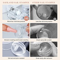 Saviland French Tip Nail Stamp 8Pcs Clear Silicone Nail Stamping Nail Art Stamper Kit 22Pcs Long Short Jelly Stamper With S