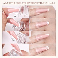 Saviland French Tip Nail Stamp 8Pcs Clear Silicone Nail Stamping Nail Art Stamper Kit 22Pcs Long Short Jelly Stamper With S