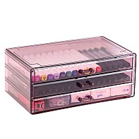 Cq Acrylic Purple Office Supply Organizer For Girlsacrylic Purple Stackable Storage Drawers With 3 Drawerslarge Plastic Organi