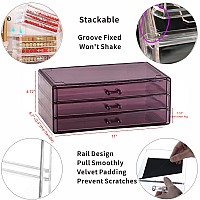 Cq Acrylic Purple Office Supply Organizer For Girlsacrylic Purple Stackable Storage Drawers With 3 Drawerslarge Plastic Organi