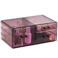 Cq Acrylic Stackable Purple Organizer With 3 Drawers Purple Bathroom Organizers And Storage For Vanity Counter Plastic Acrylic D