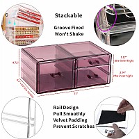 Cq Acrylic Stackable Purple Organizer With 3 Drawers Purple Bathroom Organizers And Storage For Vanity Counter Plastic Acrylic D