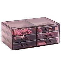 Cq Acrylic Purple Stackable Purple Acrylic Organizerplastic Purple Drawers And Small Cabinet Organizers With 6 Drawers For Make