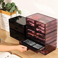 Cq Acrylic Purple Stackable Purple Acrylic Organizerplastic Purple Drawers And Small Cabinet Organizers With 6 Drawers For Make