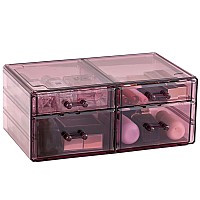 Cq Acrylic Purple 4 Drawers Bathroom Organizers Countertop Stackable Desk Organizer For Vanity Jewelry Hair Accessory Beauty Ski