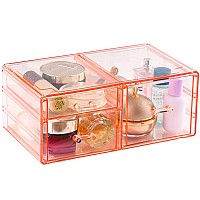 Cq Acrylic Pink Desk Storage Drawer For Girls Stackable Acrylic Hair Organizer Storage With 3 Drawerslarge Desk Supply Organize