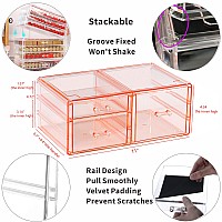 Cq Acrylic Pink Desk Storage Drawer For Girls Stackable Acrylic Hair Organizer Storage With 3 Drawerslarge Desk Supply Organize