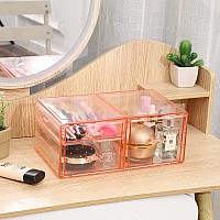 Cq Acrylic Pink Desk Storage Drawer For Girls Stackable Acrylic Hair Organizer Storage With 3 Drawerslarge Desk Supply Organize