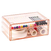 Cq Acrylic Pink Kids Craft Organizers And Storage Countertop2 Drawers Plastic Stackable Drawers Acrylic Container For Vanity J