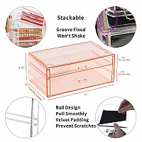 Cq Acrylic Pink Kids Craft Organizers And Storage Countertop2 Drawers Plastic Stackable Drawers Acrylic Container For Vanity J