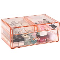 Cq Acrylic Pink Stacking Bathroom Drawer With 3 Drawers47 Tall Acrylic Bathroom Organization And Storageplastic Desk Organiz