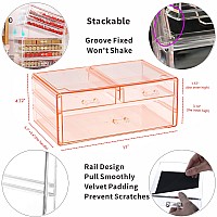 Cq Acrylic Pink Stacking Bathroom Drawer With 3 Drawers47 Tall Acrylic Bathroom Organization And Storageplastic Desk Organiz