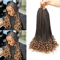 7 Packs Crochet Box Braids 14 Inch Crochet Hair For Black Women Pre Loople Crochet Hair With Curly Ends Goddess Box Braids Croc