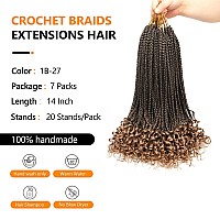 7 Packs Crochet Box Braids 14 Inch Crochet Hair For Black Women Pre Loople Crochet Hair With Curly Ends Goddess Box Braids Croc