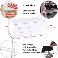 Cq Acrylic Stackable Drawers Organizer With 4 Drawers White Organizer For Bathroom For Vanity Counter Large Plastic Stationary O