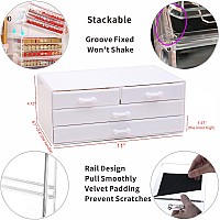 Cq Acrylic White Office Supply Organizer For Girlsacrylic White Stackable Storage Drawers With 4 Drawerslarge Plastic Organize