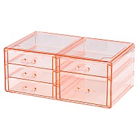 Desktop Drawers With 5 Drawers Pink Rectangular Containerstore Plastic Desk Storage Organizers Stackable Cute Desk Organizer Su