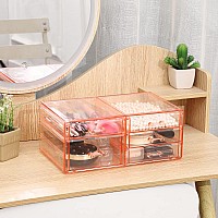 Desktop Drawers With 5 Drawers Pink Rectangular Containerstore Plastic Desk Storage Organizers Stackable Cute Desk Organizer Su