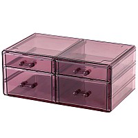 Cq Acrylic Purple Desk Storage Drawer For Girls Stackable Acrylic Hair Organizer Storage With 4 Drawers Desk Supply Organizer A