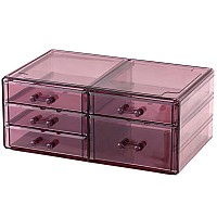 Cq Acrylic Acrylic Storage Drawers Multipurpose Purple Storage With 5 Drawersstackable Small Organizer With Drawers For Make