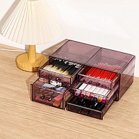 Cq Acrylic Acrylic Storage Drawers Multipurpose Purple Storage With 5 Drawersstackable Small Organizer With Drawers For Make