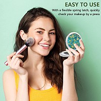 Nipichsha Compact Mirror Pocket Travel Makeup Mirror 2Sided 2X1X Magnification Compact Mirror Small Folding Portable Handhe