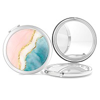 Nipichsha Compact Mirror Pocket Travel Makeup Mirror 2Sided 2X1X Magnification Compact Mirror Small Folding Portable Handhe