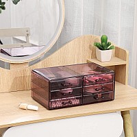 Cq Acrylic Purple Stackable Boxes For Storage Plastic Office Supplies Organizer And Small Organizing Drawers With 6 Drawers For