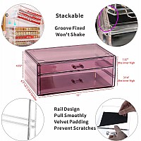 Cq Acrylic Office Supply Organizers And Storage Bins With 2 Drawers Stackable Plastic Purple Storage With Drawers For Desk Vanit