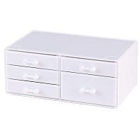 Cq Acrylic White Stackable Acrylic Organizer Plastic Drawers And Small Cabinet Organizers With 5 Drawers For Make Up Skincare Pr