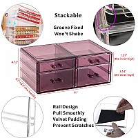 Cq Acrylic Accessories Organizer With 4 Drawersstacking Drawers And Desk Stackable Storage Bins With Drawers And Purple Storage