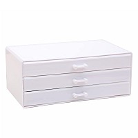 Cq Acrylic White Desktop Drawer For Girls Stackable Acrylic Large Acrylic Drawers With 3 Drawerslarge Accessory Organizer And P