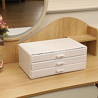 Cq Acrylic White Desktop Drawer For Girls Stackable Acrylic Large Acrylic Drawers With 3 Drawerslarge Accessory Organizer And P