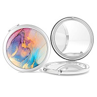 Nipichsha Compact Mirror Pocket Travel Makeup Mirror 2Sided 2X1X Magnification Compact Mirror Small Folding Portable Handhe