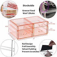 Acrylic Pink Jewelry Box Organizer With 4 Drawers Rectangular Brightroom Storage Bins Plastic Desk Organizers Stackable Makeup D