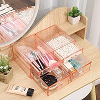 Acrylic Pink Jewelry Box Organizer With 4 Drawers Rectangular Brightroom Storage Bins Plastic Desk Organizers Stackable Makeup D