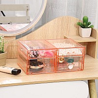 Acrylic Pink Jewelry Box Organizer With 4 Drawers Rectangular Brightroom Storage Bins Plastic Desk Organizers Stackable Makeup D