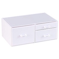 Cq Acrylic White Organizing Containers Countertop3 Drawers Stackable Storage Binscute Stationary Organizer For Vanityhair Acc