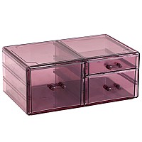 Cq Acrylic Purple Stacking Arts And Crafts Organizer Storage With 3 Drawers 47 Tall Acrylic Organizer Drawers Plastic Organiz