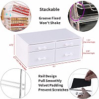 Cq Acrylic Drawer Organizer With 4 Drawersstacking White Storage Bins And Desk Cosmetic Display Cases And Hair Accessory Organi