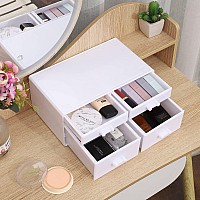 Cq Acrylic Drawer Organizer With 4 Drawersstacking White Storage Bins And Desk Cosmetic Display Cases And Hair Accessory Organi