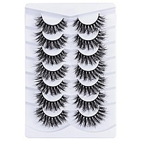 Mebver Fake Lashes False Eyelashes cat Eye Lashes Faux Mink Lashes Natural Look 8D Fluffy Wispy Lashes That Look Like Extensions PestaAas Postizas D curl Lash Strips 7 Pairs Pack