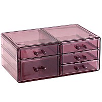 Cq Acrylic Acrylic Purple Storage Drawers Multipurpose Storage With 5 Drawers Stackable Small Organizer With Drawers For Make