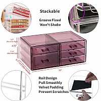 Cq Acrylic Acrylic Purple Storage Drawers Multipurpose Storage With 5 Drawers Stackable Small Organizer With Drawers For Make