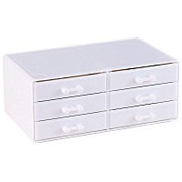 Cq Acrylic White Drawer Organizers Multipurpose Desk Organizer With 6 Small Drawers Stackable Makeup Organizers And Storage Fo