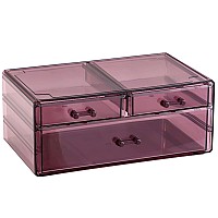 Cq Acrylic Purple Storage Bins For Cabinets For Girls Stackable Acrylic Cabinets Organizers And Storage With 3 Drawers Plastic P