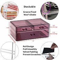 Cq Acrylic Purple Storage Bins For Cabinets For Girls Stackable Acrylic Cabinets Organizers And Storage With 3 Drawers Plastic P