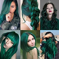 12Pcs Colored Green Hair Extensions Party Highlights Colorful Clip In Hair Extensions 22 Inch Straight Synthetic Hairpieces For